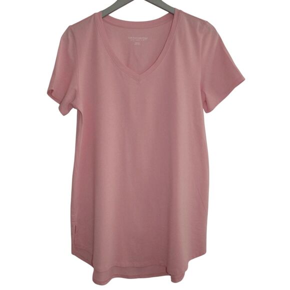 Soft Surroundings Tops - New Soft Surroundings Pink Isabel Pima V-Neck Tunic T-Shirt Sz M